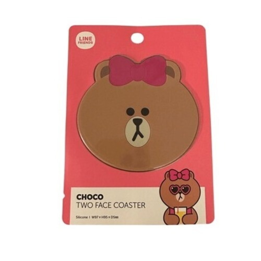 Line Friends Choco Brown Bear Double Sided Coaster w/‎ 2 Different Emoji Faces